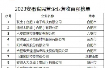 重磅！2023安徽省民營企業百強榜單發布，這些企業上榜！
